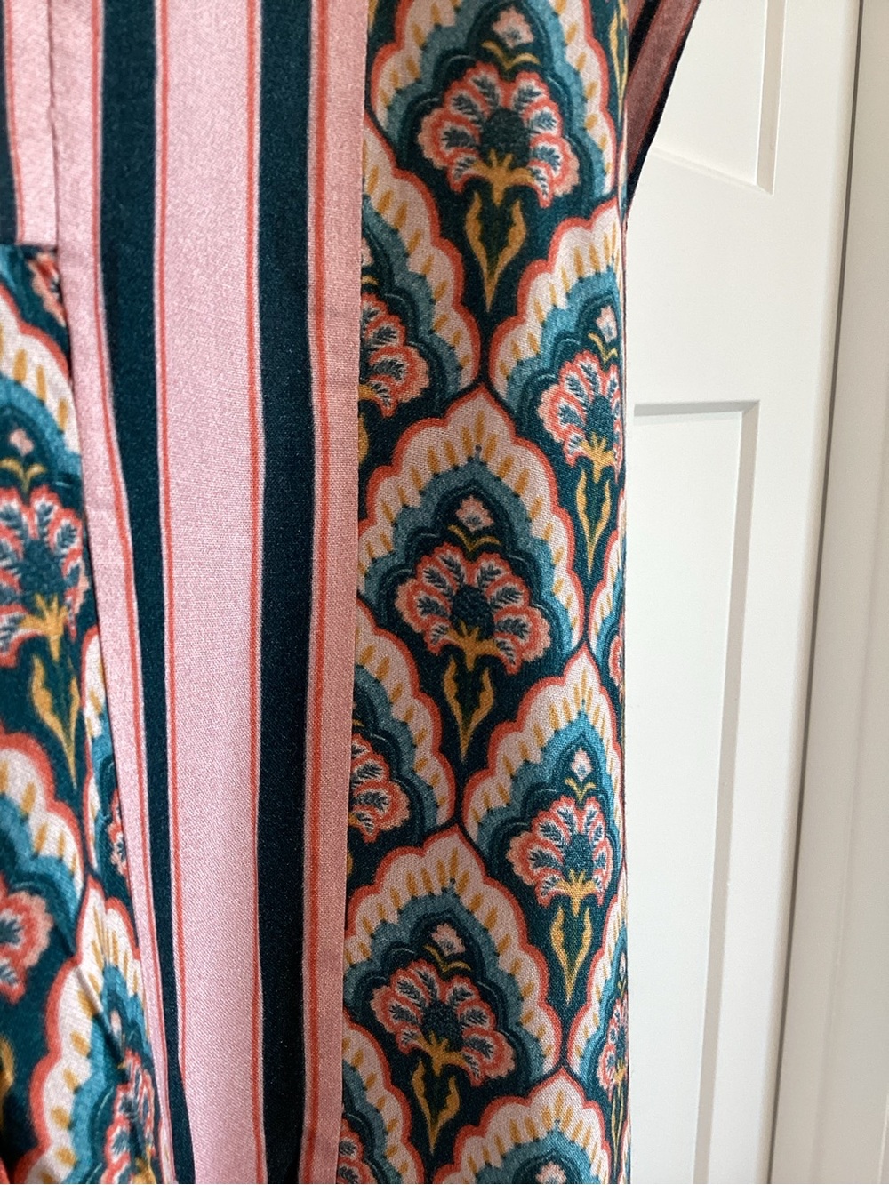Anthropologie Kaftan Conditions Apply V-Neck Dress New Pink Pattern One Size - Picture 6 of 15